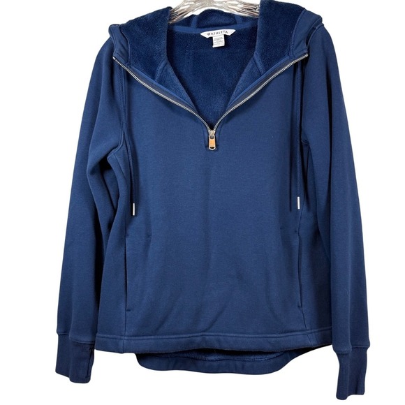 Athleta Women's Cozy Karma 1/4Zip Hoodie, Enchanted Blue, Size XS - Picture 4 of 11